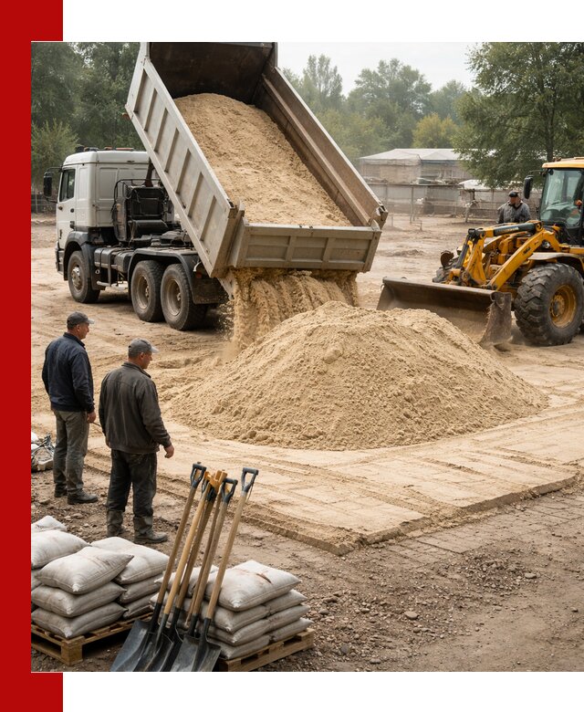 Доставка мытого песка в Ногинске с самосвалами по выгодной цене