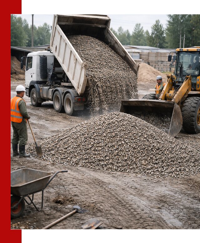 Мытый гравий с доставкой в Ногинске от карьера до участка