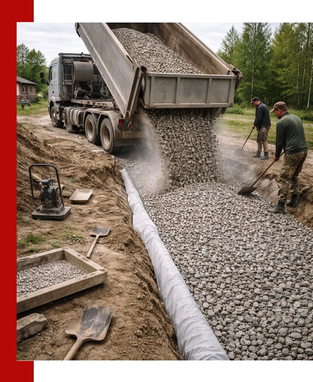 Гравий для дренажа с доставкой в Ногинске качественный и недорогой