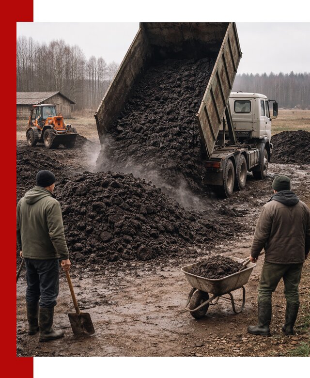 Доставка низинного торфа с разгрузкой и доставкой в Ногинске