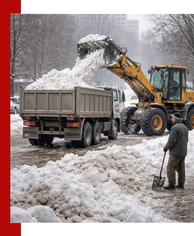 Вывоз снега грузовой техникой в Ногинске оперативно и чисто