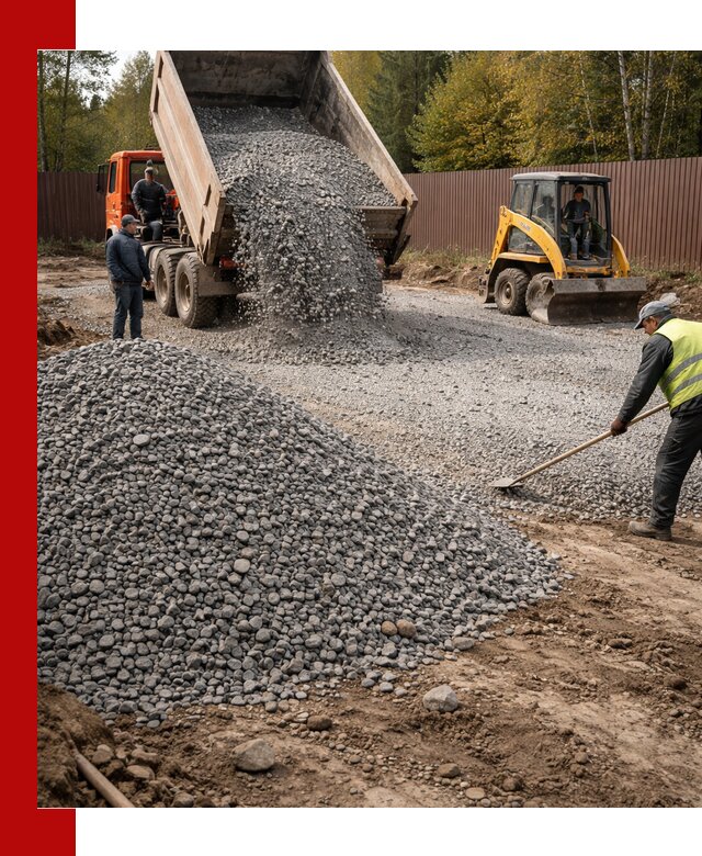 Отсыпка участка щебнем с доставкой и уплотнением в Ногинске