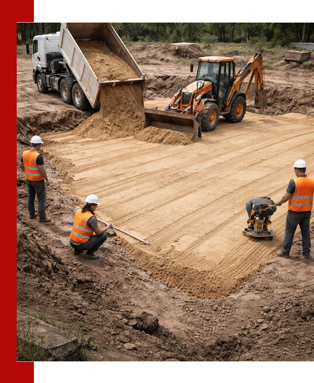 Устройство песчаной подушки для фундаментов и дорог в Ногинске